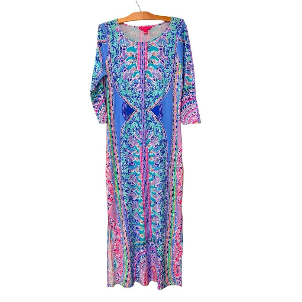 Lilly Pulitzer | Maxi Dress Morgann Seaside Shindig 3/4 Sleeves Preppy- Size XL